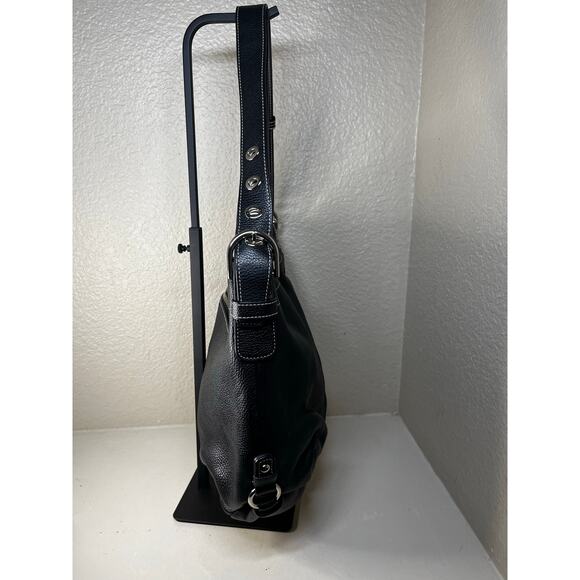 COACH F15064 Pebble Leather Black Shoulder Or Crossbody Bag - Picture 3 of 13